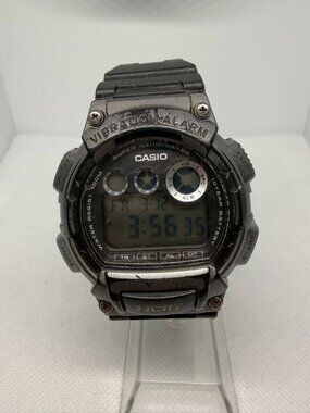 Casio W-735H Men's Black Digital Sport Watch 100M WR Vibe Alarm AS-IS